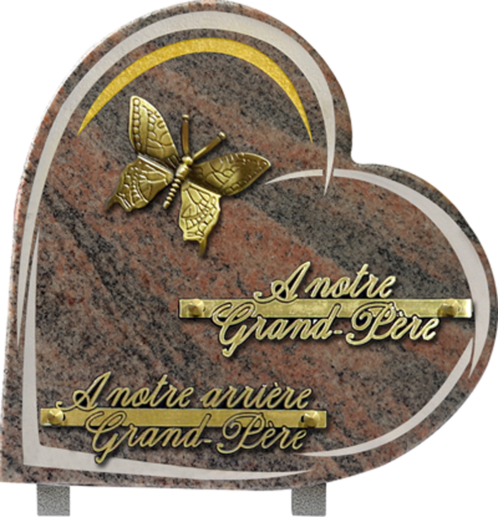 plaque funéraire coeur motif papillon