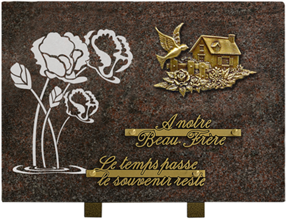 plaque funéraire rectangulaire motif maison